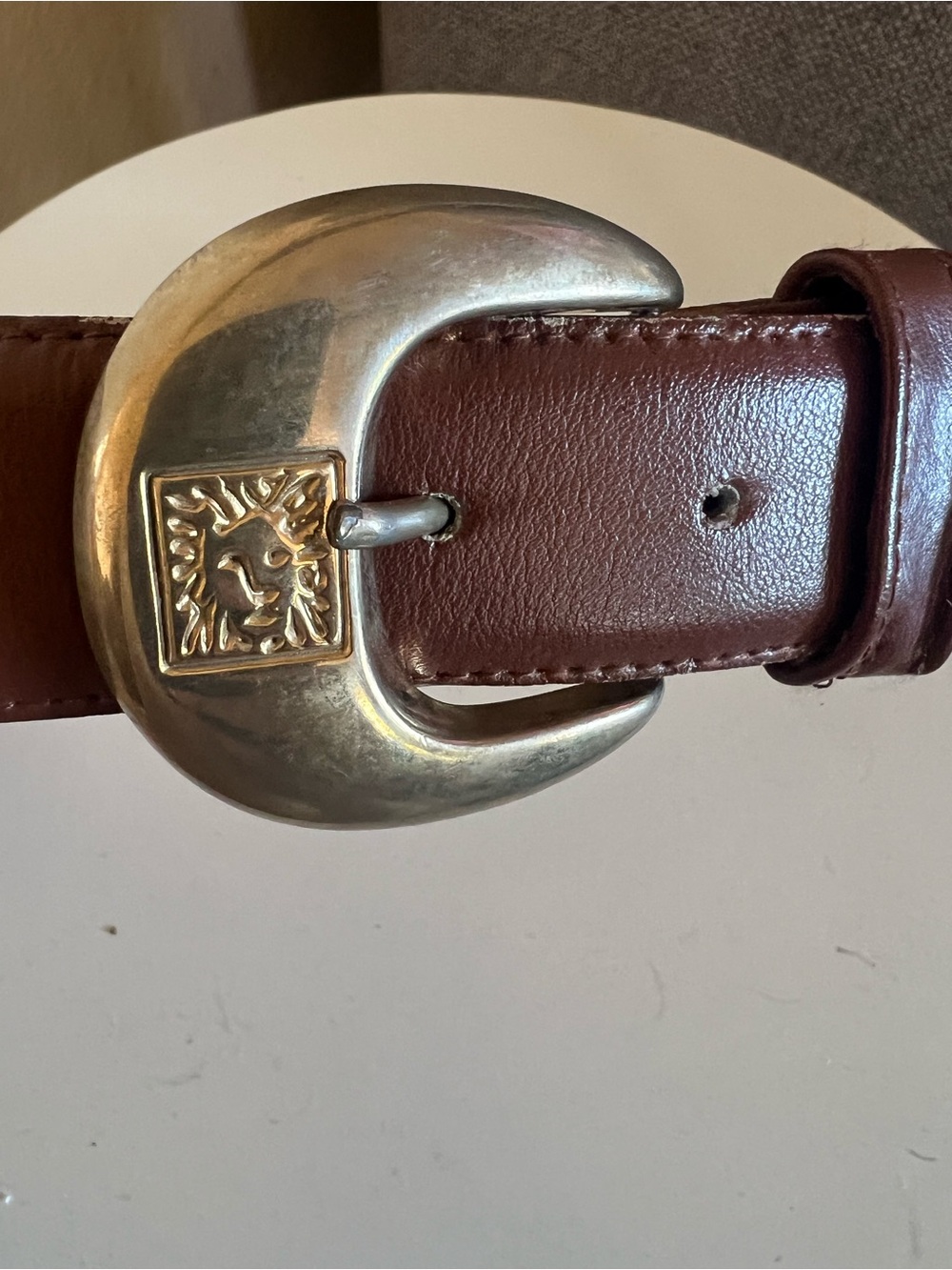 Vintage Anne Klein Tan Leather Belt with Subtle Stitching - Picture 2 of 5